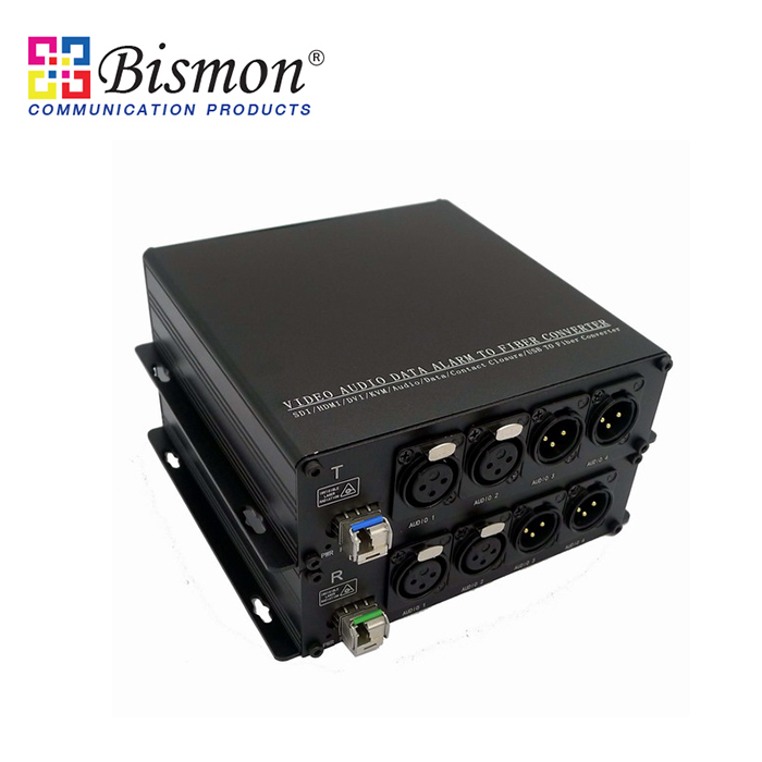 2-CH-BIDI-Balanced-Audio-XLR-to-Fiber-optic-Single-fiber-20KM-SM